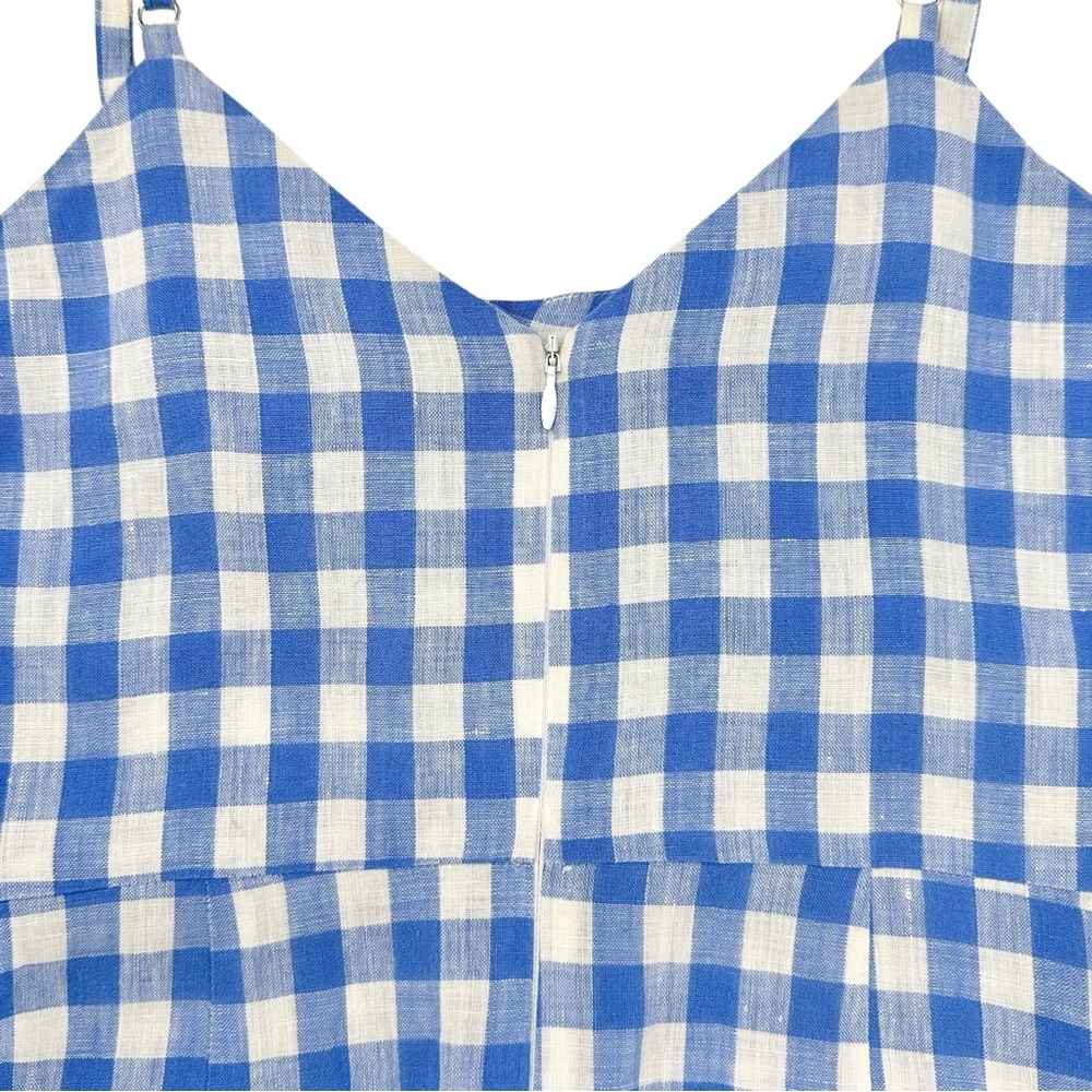 [sold] Reformation Belize Blue White Gingham Plaid Front Knot Linen Mini Dress - Picture 7 of 10